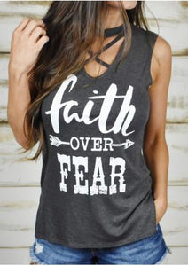 Faith Over Fear Cute Women's Tank Top Shirt
