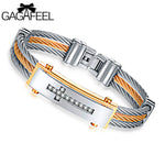 Stainless Steel Rope Cross Bracelet for Men